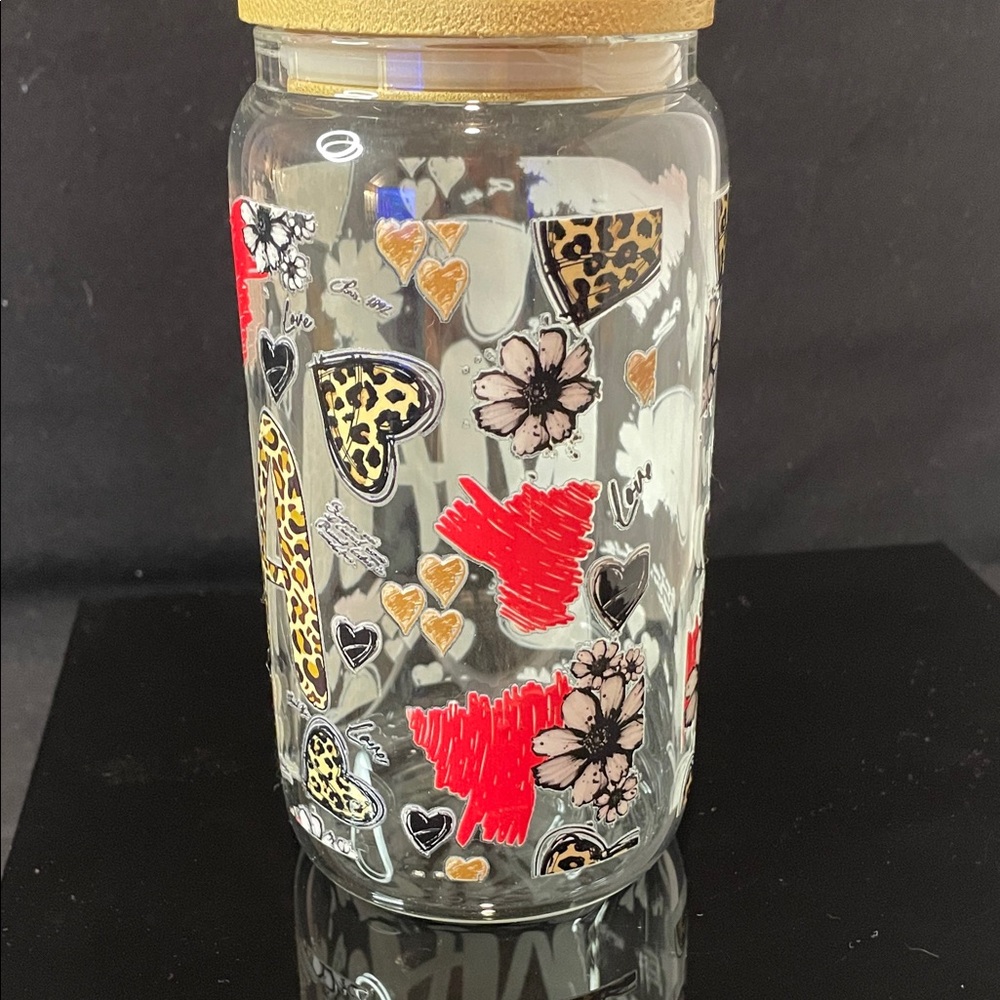 Leopard Print Mama Glass Tumbler with Bamboo Lid - Picture 4 of 5